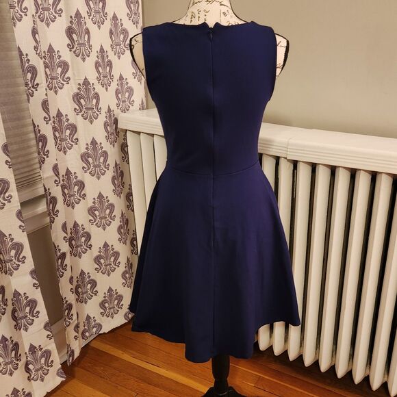 Lulu's "Bon Appetit" Sapphire Blue Fit & Flare Sleeveless Skater Mini Dress Sz S - Picture 4 of 12